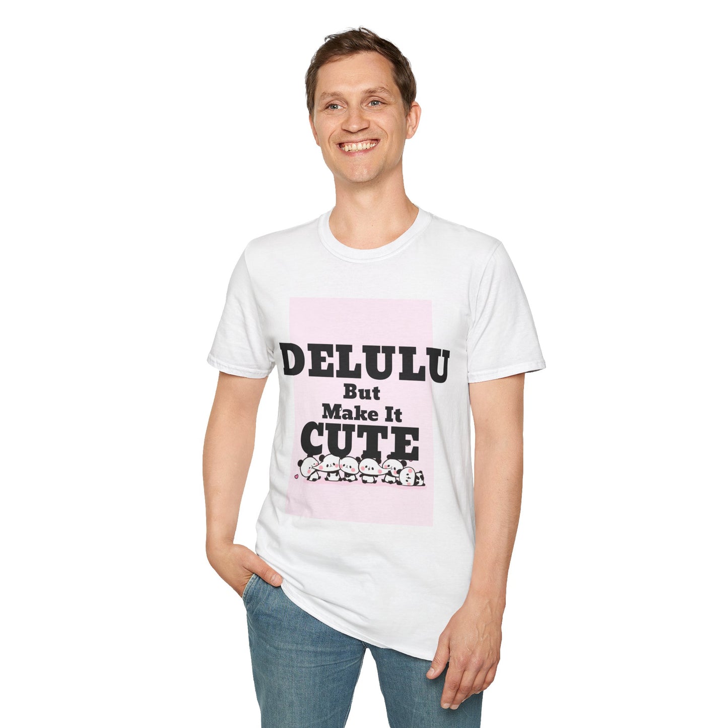 Delulu But Make It Cute – Kawaii Panda Unisex T-Shirt | Soft Aesthetic Fun Tee - Junhae Studio