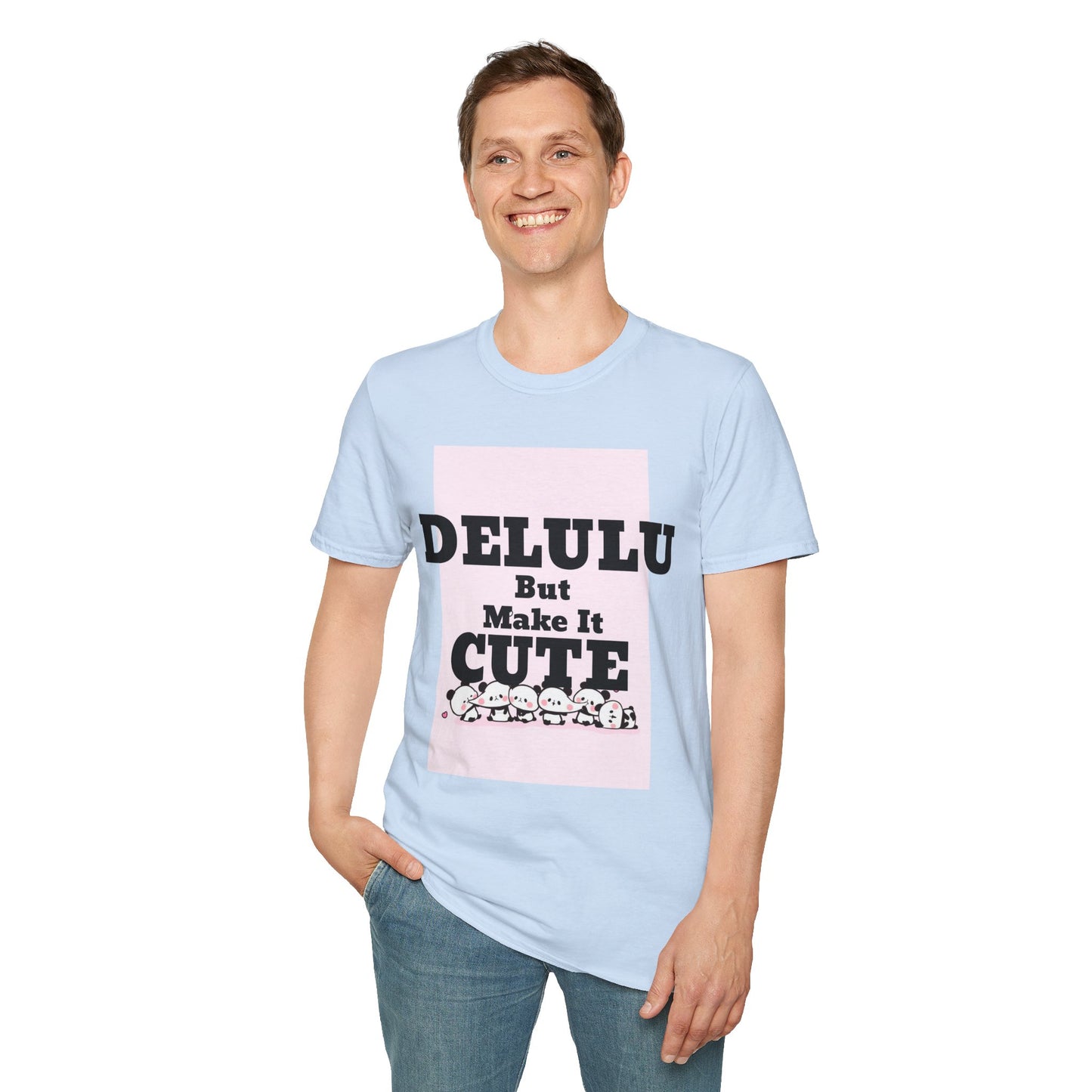 Delulu But Make It Cute – Kawaii Panda Unisex T-Shirt | Soft Aesthetic Fun Tee - Junhae Studio
