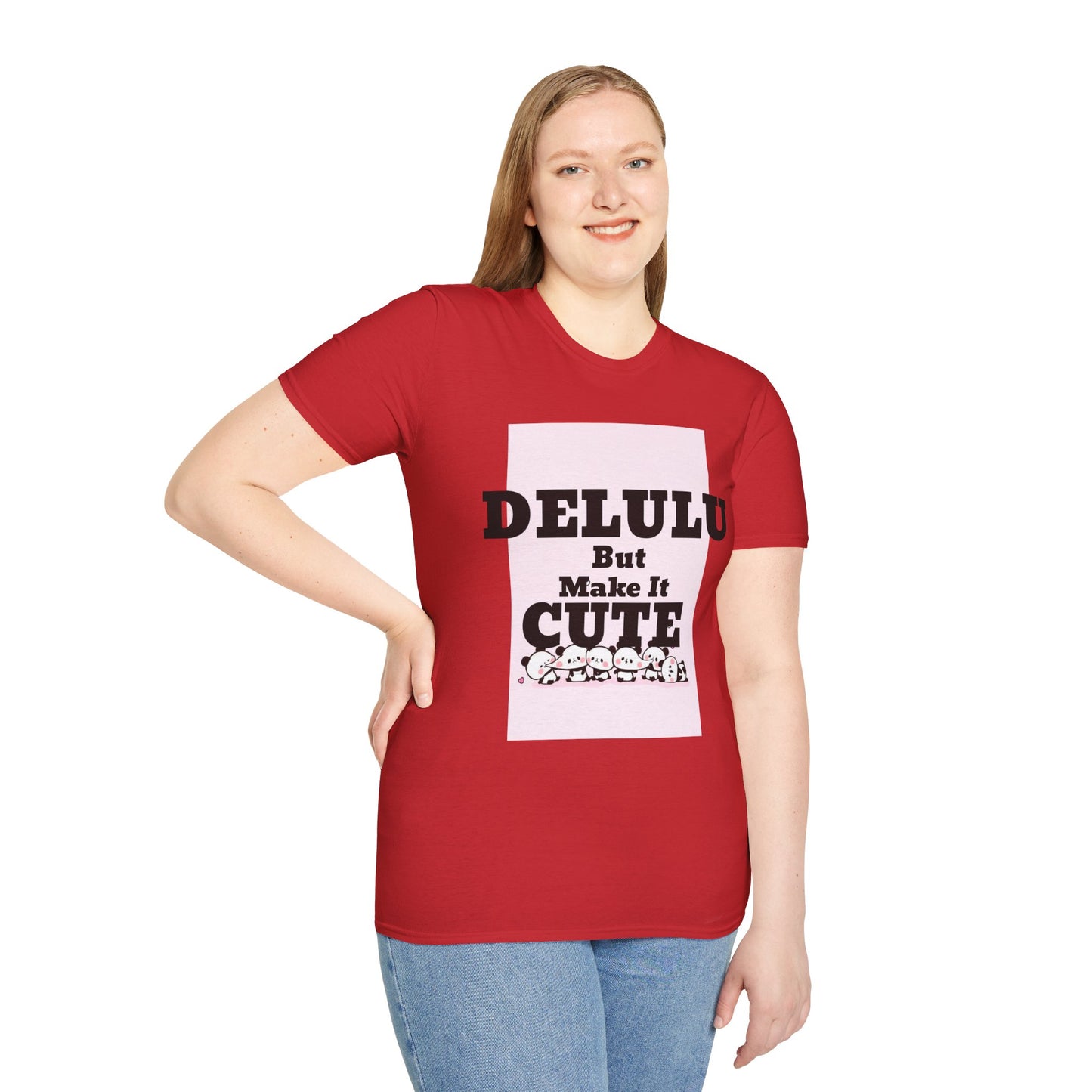 Delulu But Make It Cute – Kawaii Panda Unisex T-Shirt | Soft Aesthetic Fun Tee - Junhae Studio