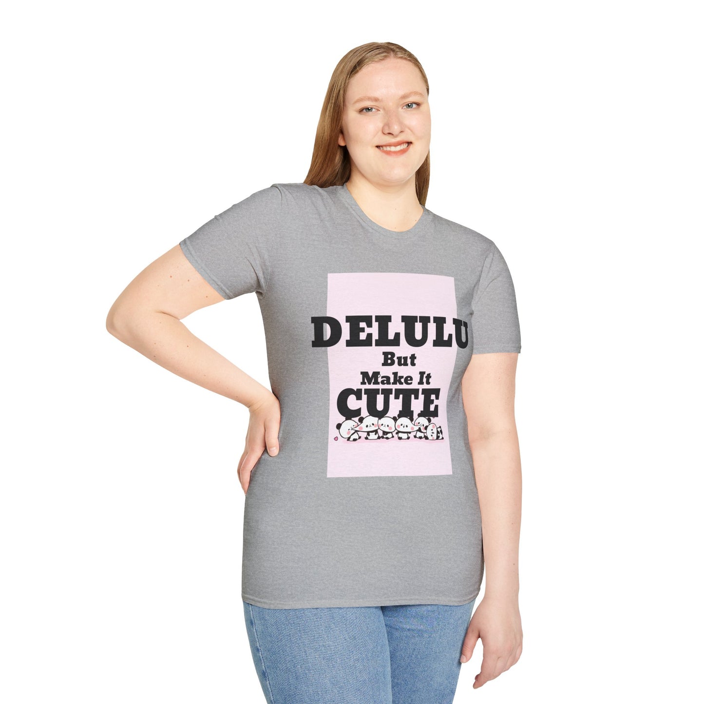 Delulu But Make It Cute – Kawaii Panda Unisex T-Shirt | Soft Aesthetic Fun Tee - Junhae Studio