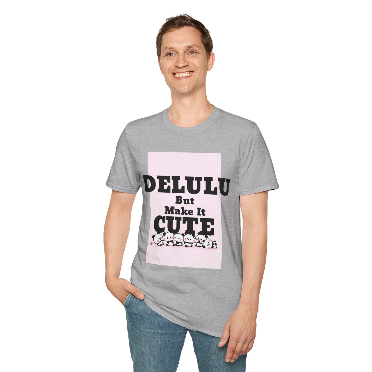 Delulu But Make It Cute – Kawaii Panda Unisex T-Shirt | Soft Aesthetic Fun Tee - Junhae Studio