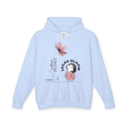 “Where Silence Listens, Ideas Bloom” Unisex Lightweight Hooded Sweatshirt - Junhae Studio