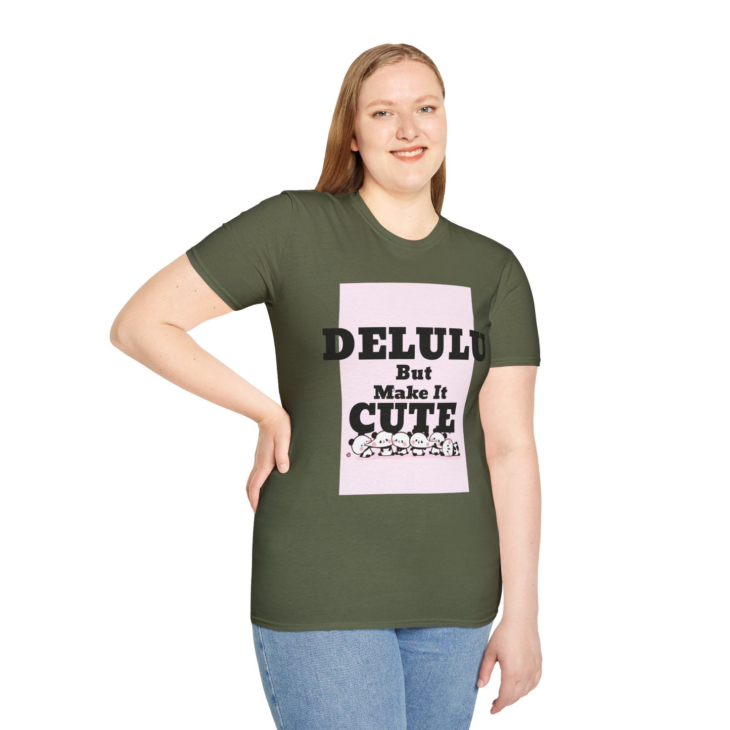 Delulu But Make It Cute – Kawaii Panda Unisex T-Shirt | Soft Aesthetic Fun Tee - Junhae Studio