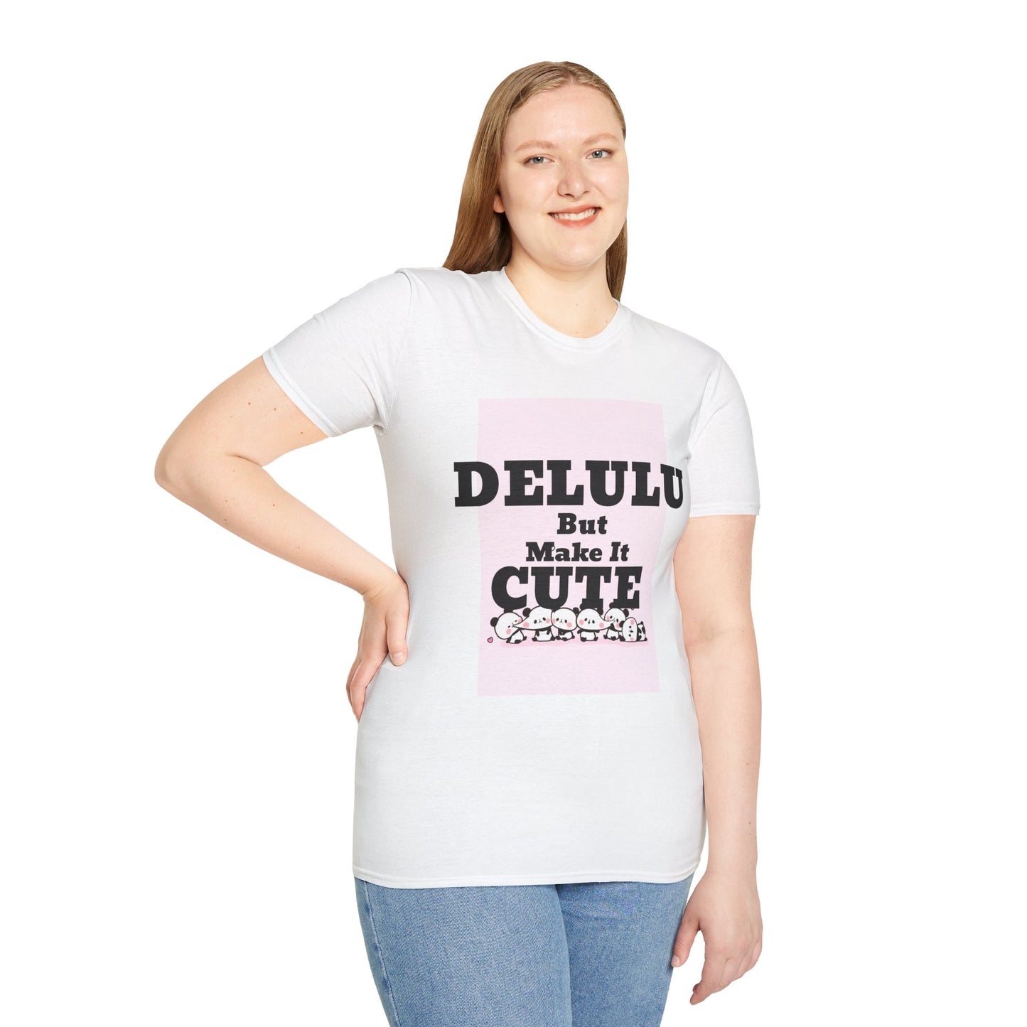 Delulu But Make It Cute – Kawaii Panda Unisex T-Shirt | Soft Aesthetic Fun Tee - Junhae Studio