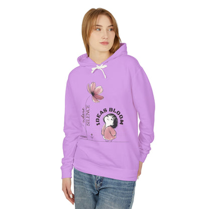 “Where Silence Listens, Ideas Bloom” Unisex Lightweight Hooded Sweatshirt - Junhae Studio