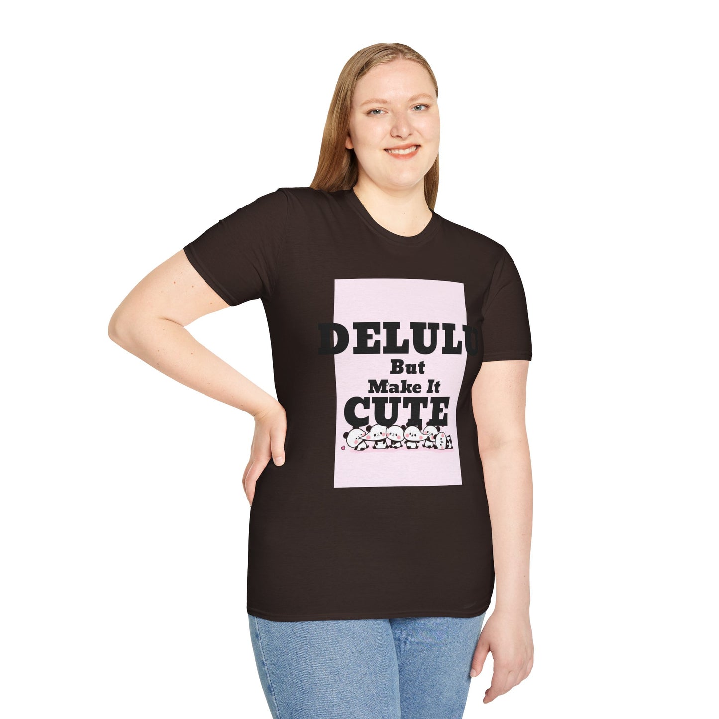Delulu But Make It Cute – Kawaii Panda Unisex T-Shirt | Soft Aesthetic Fun Tee - Junhae Studio