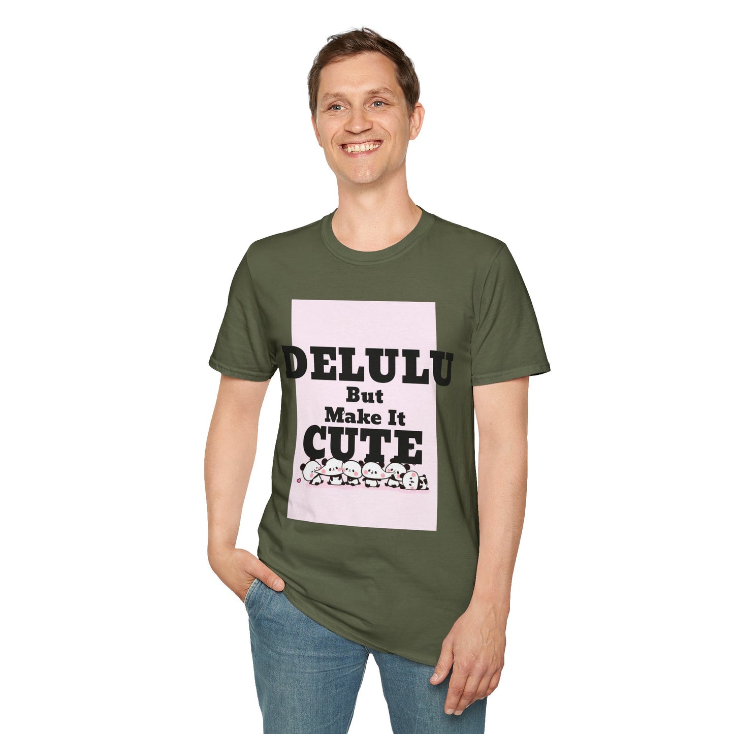 Delulu But Make It Cute – Kawaii Panda Unisex T-Shirt | Soft Aesthetic Fun Tee - Junhae Studio