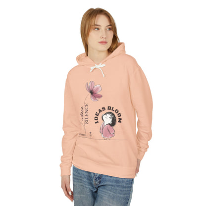 “Where Silence Listens, Ideas Bloom” Unisex Lightweight Hooded Sweatshirt - Junhae Studio