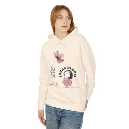 “Where Silence Listens, Ideas Bloom” Unisex Lightweight Hooded Sweatshirt - Junhae Studio