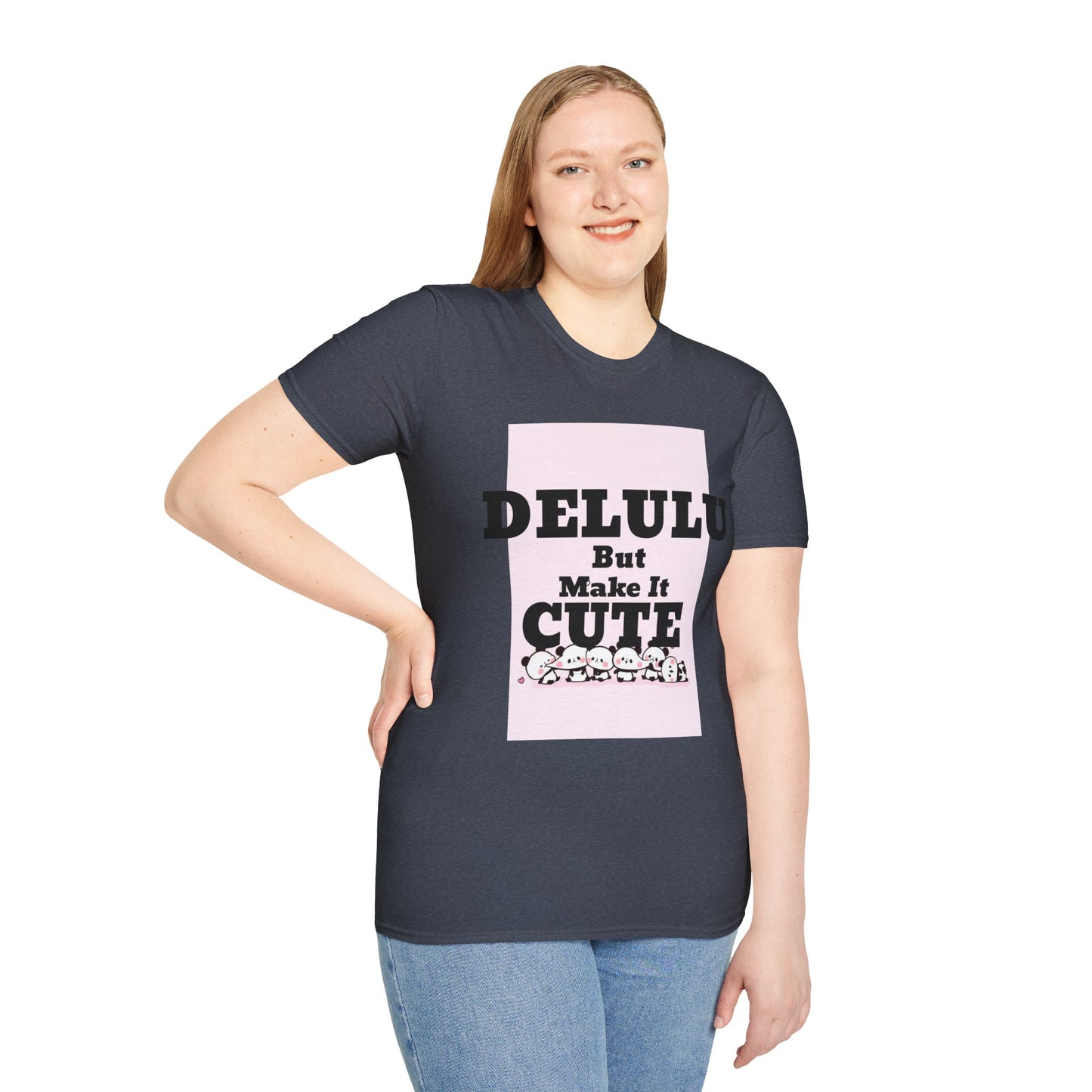 Delulu But Make It Cute – Kawaii Panda Unisex T-Shirt | Soft Aesthetic Fun Tee - Junhae Studio